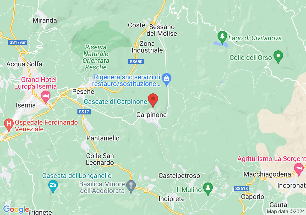 Mappa di Cascate di Carpinone